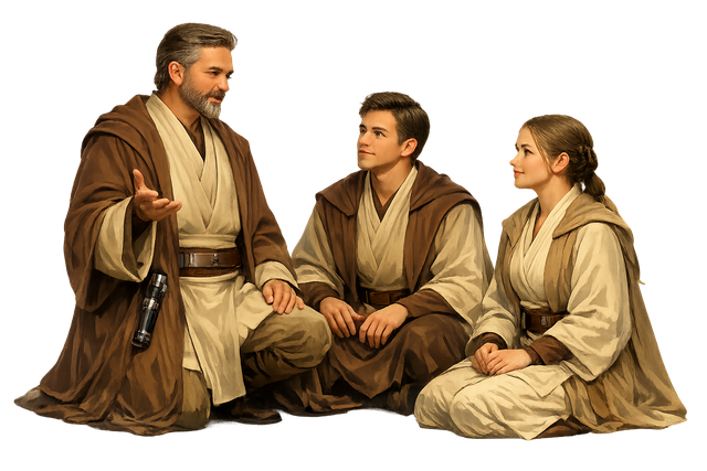 Jedi-Meister mit zwei Padawanen